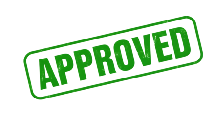Green Approved Stamp, with Distressed Texture, cutout, PNG isolated on transparent background