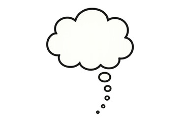 Thinking process concept with a comic style blank white thought bubble forming an idea cloud on transparent background
