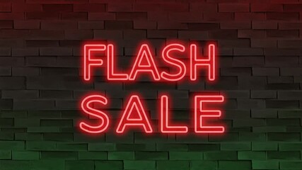 "Flash Sale" red and green neon text animation, blinking. design, MP$ video. AI - Powered by Adobe