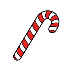 Naklejka premium Candy cane with red and white stripes representing Christmas 