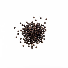 Piper nigrum - Black peppercorns on white background