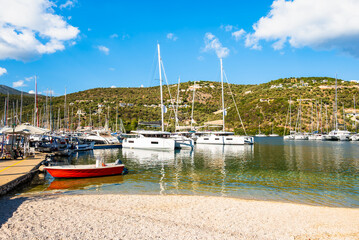 View of beach in Sivota sailing port, Lefkada island, Greece