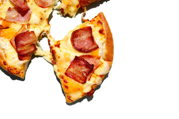 A delicious small bacon and cheese pizza