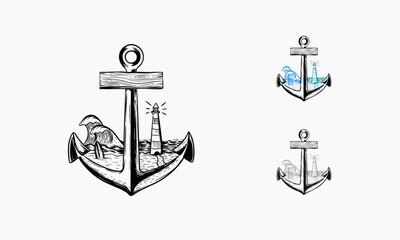old anchor and beach vector illustration © Lucky Luck