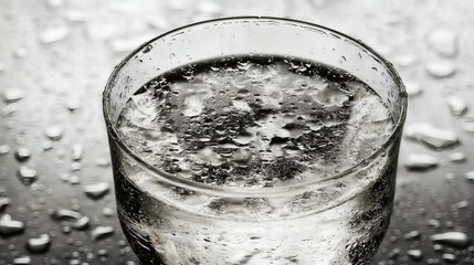 lucid. A refreshing glass of water with condensation, highlighting simplicity and purity. bar promotions, beverage menus, designed for product packaging and bar promotions, used by data analysts.