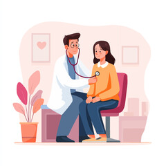 Fototapeta premium Doctor using a stethoscope to examine a female patient