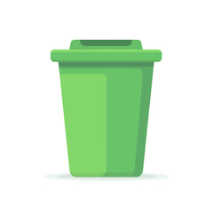 A Green Trash Bin with a Lid in Vector Illustration