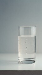 lucid. A refreshing glass of water with condensation, highlighting simplicity and purity. bar promotions, beverage menus, designed for product packaging and bar promotions, used by data analysts.