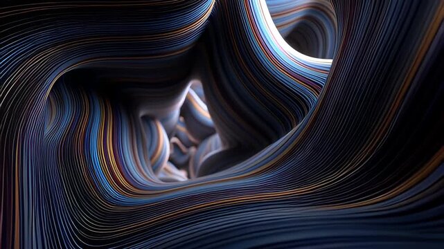 A futuristic journey through string theory dimensions, an abstract animation of flowing, colorful data lines and quantum energy.