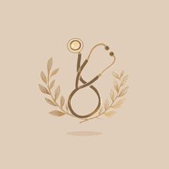 Stethoscope in a Laurel Wreath with Leafy Embellishments