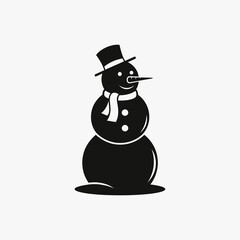 Classic Snowman Silhouette with Top Hat and Scarf.