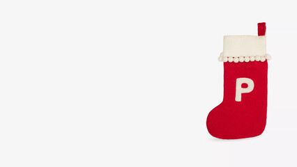 Red Christmas stocking with the letter 