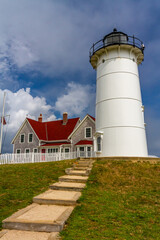 Nobska Lighthouse is located in Falmouth, Massachusetts on Cape Cod.