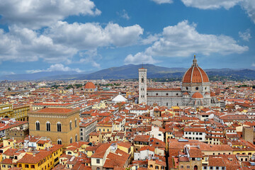 View of the city of Florence and the famous cathedral Duomo in Italy