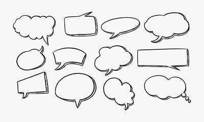 Fototapeta premium Hand drawn sketch speech bubble set