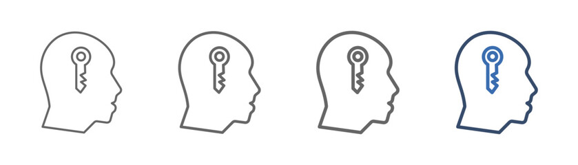 
Outline icon sheet competence with human head and key design