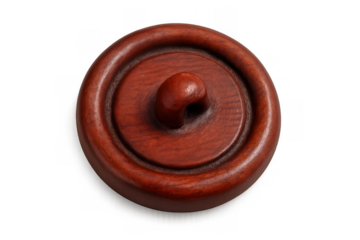 Wooden wall hook for hanging items like coats, hats, and bags. It features a classic, round design on a transparent background