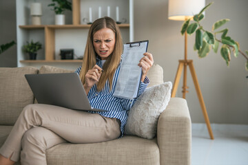 Stressed woman experiencing problems during remote video call
