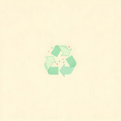 Obraz premium Green recycling symbol on a clean light background, isolated for eco-friendly designs 