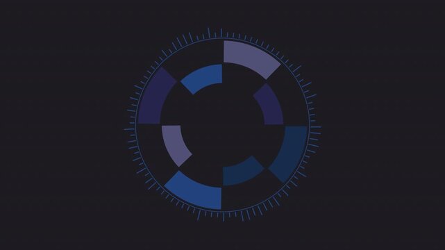 Blue HUD Circle Interface with dial, eighth of asynchronous circle