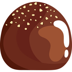 Detailed Illustration of a Chocolate Pastry with Sprinkles on a Transparent Background