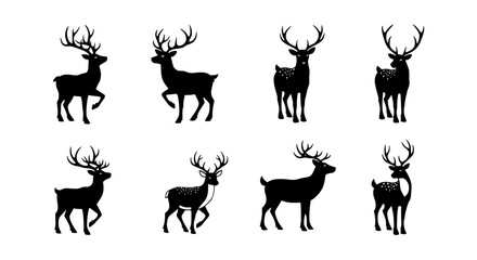 set of deer silhouettes, Christmas decoration, Christmas ornament.