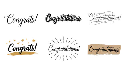 Assorted Congratulations and Congrats Graphics in Various Fonts and Styles