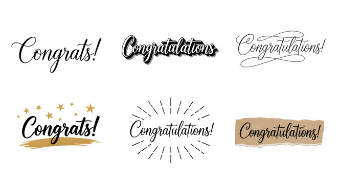 Assorted Congratulations and Congrats Graphics in Various Fonts and Styles - Powered by Adobe