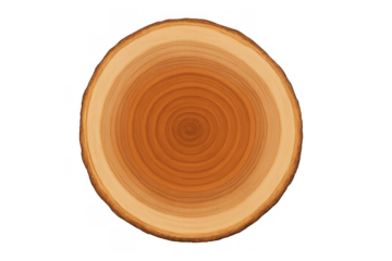 Wood log cross-section showing tree rings texture and growth pattern, natural timber background with transparent design