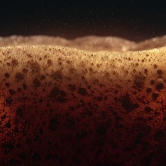Golden Amber Liquid Bubbles And Foam Macro Shot With Starry Night Sky