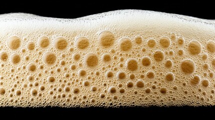 Golden Beer Foam Bubbles Macro Texture Close Up Dark Background