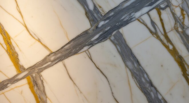 Striking closeup of white marble with golden and gray vein patterns