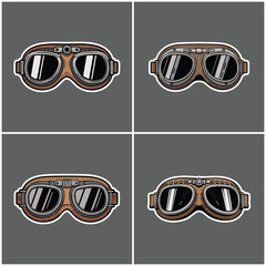 Vintage goggles set with transparent background Biker Culture