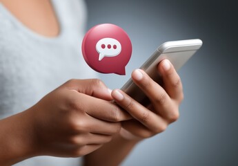 Young adult holding smartphone displaying disconnected chat bubble, hinting at a conversation on online abuse