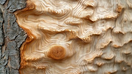 Abstract Wood Grain Texture with Tree Bark Detail