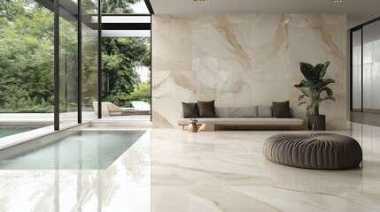 Modern Luxury Interior Design with Indoor Pool and Lush Greenery