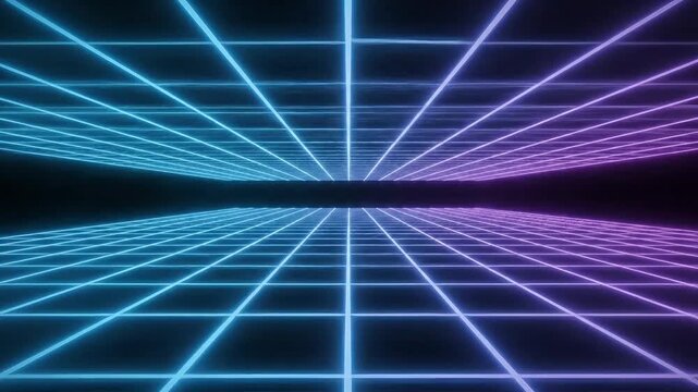 4k neon grid receding into a futuristic digital abyss, evoking a sense of digital exploration.