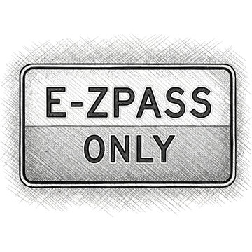Exclusive E-ZPass Lane Sign Illustration with Distressed Hatching Effect