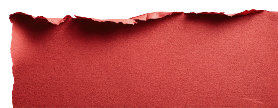 Torn, textured, red paper with uneven edges against a black backdrop