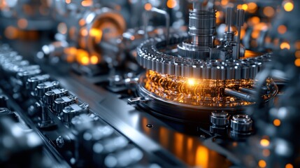 Futuristic Industrial Machine with Glowing Components