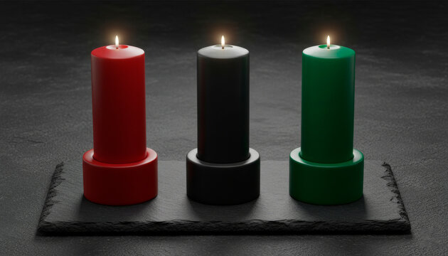 Colorful candles representing unity and tradition for Kwanzaa celebrations and cultural events