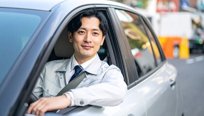 車を運転するビジネスマン