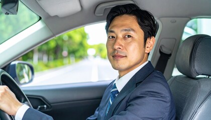 車を運転するビジネスマン