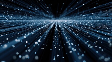 Fototapeta premium Abstract digital data flow illustration with blue light particles and lines
