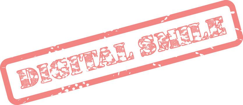 Uplifting red stamp for digital smile representing happiness, positivity, and joyful expressions in modern media