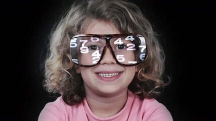 a small girl with glasses with code - Powered by Adobe