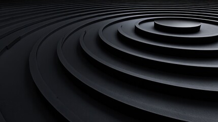 Abstract 3 d rendering of concentric circles in a dark minimalist composition
