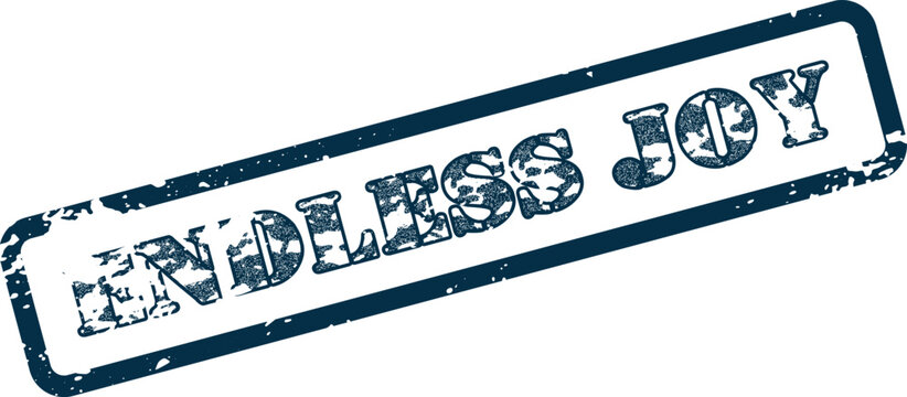 Grungy rubber stamp text featuring endless joy evoking feelings of happiness and perpetual delight
