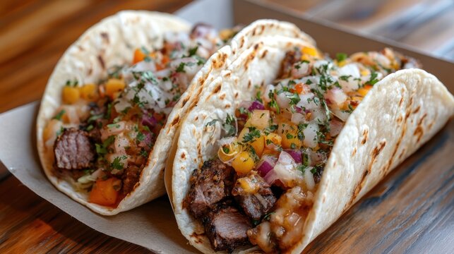 Delicious tacos on a plate, restaurant food