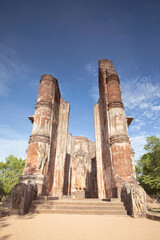 The ancient Buddhist archeological structure known as Lankathilaka  in the city of Polonnaruwa. 